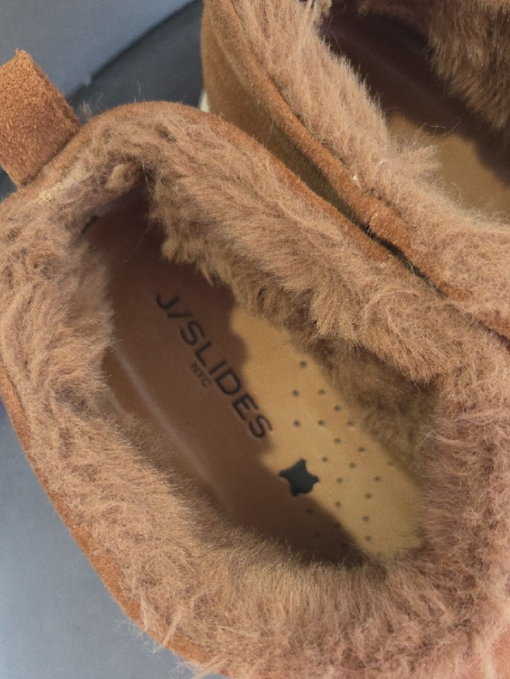 J/SLIDES Tan Suede Shearling-Lined Platform Ankle Booties - Picture 2 of 6